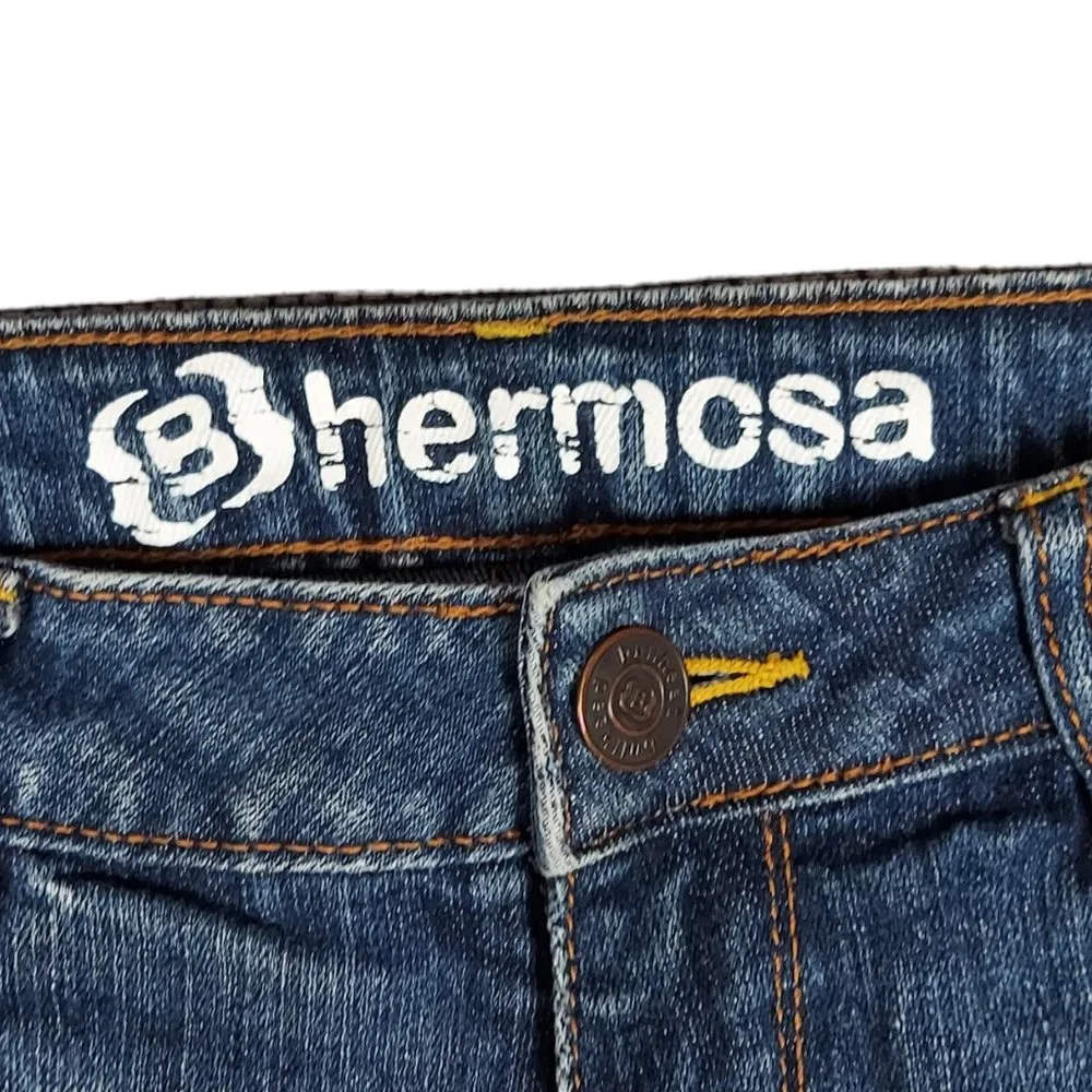 BULLHEAD B HERMOSA SUPER SKINNY DENIM FRAYED SHORT SHORTS (3 LONG)
